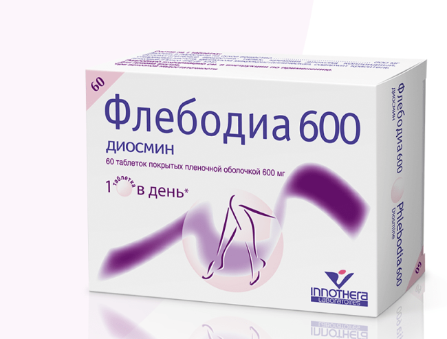 Флебодиа 600 - ангиопротекторное средство, применяется для лечения варикозного расширения вен и геморроя