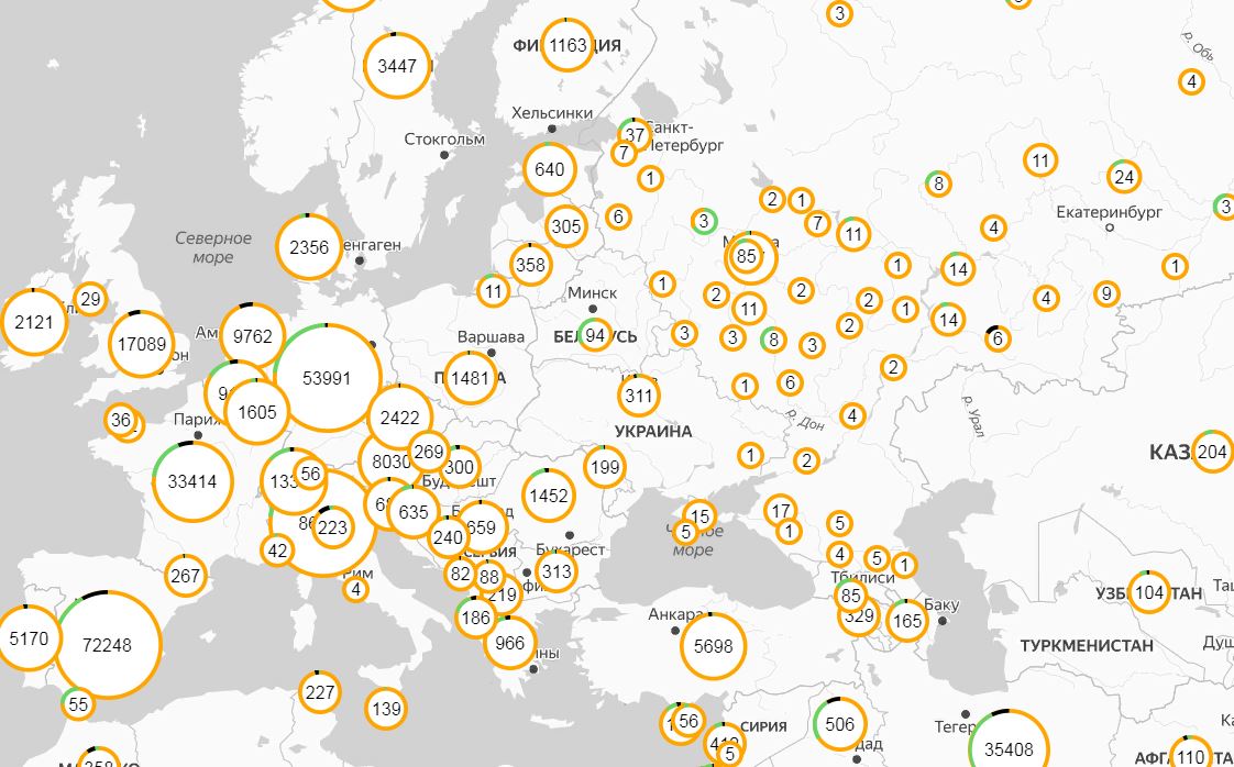 Онлайн карта распространения коронавируса в реальном времени