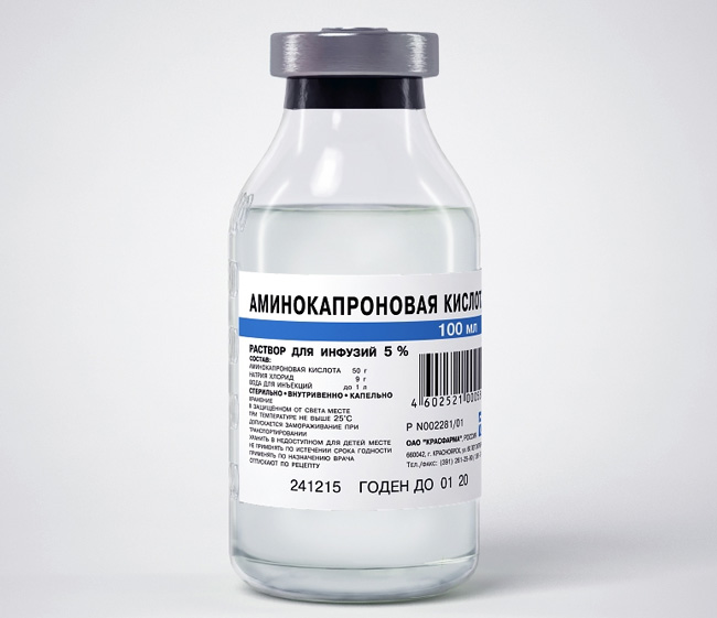 Аминокапроновая кислота - специфический кровоостанавливающее средство, применяемое при кровотечениях, обусловленных повышением фибринолиза