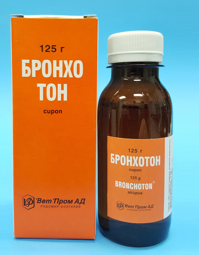 БРОНХОТОН сироп представляет собой комбинированный препарат, обладающий противокашлевым и бронхолитическим действием