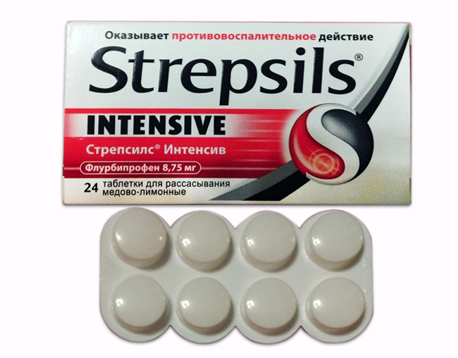 Стрепсилс Интенсив содержит всего одно основное вещество, это флурбипрофен. Преимущество флурбипрофена заключается в способности быстро и ощутимо обезболивать пораженные области и в выраженном противовоспалительном воздействии 